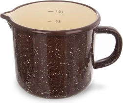 Emaljēta krūze ar mērskalu un snīpi 1,2 l, brūna