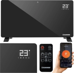 Kaminer Zelva stikla elektriskais konvektors 2500 W ar Wi‑Fi un tālvadības pulti