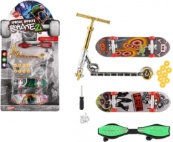 Set of Finger Skateboards and Scooter with Screw-On Accessories