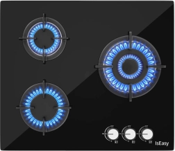 Three-zone gas stove with glass panel IsEasy