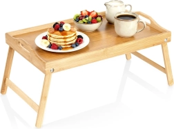 bambusa saliekamais brokastu galdiņš 2 vienā 50 × 30 × 24,5 cm
