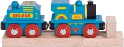 Zilā lokomotīve ar tenderi un 2 sliedēm no Bigjigs Rail