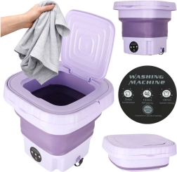Salokāma mini ceļojumu veļasmašīna 8 l, violeta