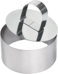 Stainless steel kitchen forming ring with tamper 8 cm