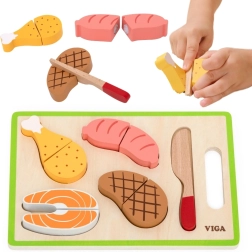 VIGA wooden meat cutting set for children