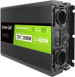 Sprieguma pārveidotājs 12 V 2000 W tīra sinusoīda ar LCD displeju