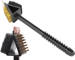 3-in-1 grila skrāpis un birste ar garu rokturi