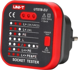 Kontaktligzdu testeris ar RCD UNI-T UT07B-EU