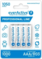 Uzlādējamās baterijas AAA R03 1050 mAh, blisteris 4 gab.