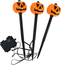 LED dārza dekoratīvās mietiņlampas ķirbju formā Helovīnam, komplekts 3 gab., 30 cm