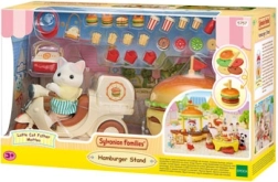 Sylvanian Families mobilais restorāns hamburgera formā ar Latte Cat figūriņu