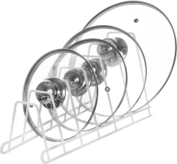 Balts metāla statīvs vākiem, šķīvjiem un dēlīšiem 34 × 17 × 18,5 cm