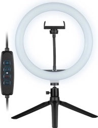 Gredzenveida LED gaisma 26 cm ar mini statīvu un telefona turētāju