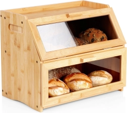 Divlīmeņu bambusa maizes kaste 39 × 25 × 32 cm