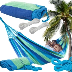 Divvietīgs dārza šūpuļtīkls XXL 200 × 150 cm, svītrains, ar somu