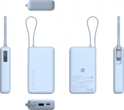 Powerbanka 10000 mAh ar integrētu kabeli 67 W Ice Blue