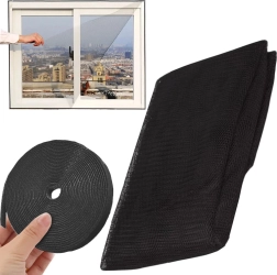 Melns loga insektu tīkls ar pašlīmējošu līplenti 150 × 130 cm