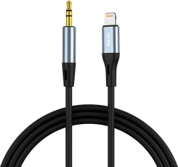 Kabelis VFAN L05 Lightning uz mini jack 3,5 mm AUX, 1 m (pelēks)