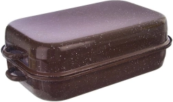 Emalēta cepamtrauka bļoda ar vāku Brown 14 l, 46 × 27,5 cm