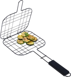 Aizverams grilēšanas grozs burgeriem, nepiedegoša virsma, melns 49 × 21 cm