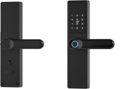 Viedā roktura Tuya, elektroniskā slēdzene ar pirkstu nospiedumu, kodu, Wi‑Fi, RFID – melna