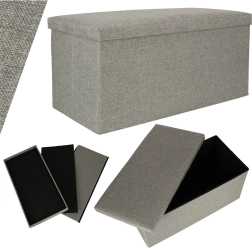 Pelēks salokāms glabāšanas pufs 76x38x38 cm