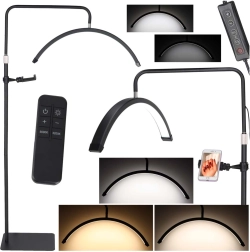 LED lokveida kosmētikas lampa 36 W ar regulējamu krāsu temperatūru un statīvu