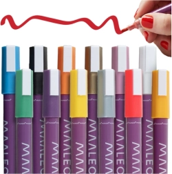 Akrila dekoratīvie marķieri MAALEO, 12 krāsas