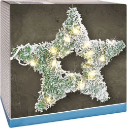 Spīdoša LED zvaigzne, 58 cm, apsnigota priede