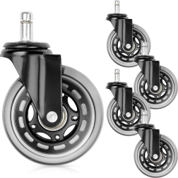 Kaučuka biroja krēsla ritenīši 75 mm, tapa 10 mm, komplekts 5 gab.