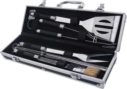 Tērauda grilēšanas piederumu komplekts koferī, 9 gab.