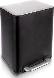 Nerūsējošā tērauda pedāļu atkritumu tvertne, melna, 6 l
