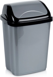 Plastmasas atkritumu tvertne 10 l, pelēka ar atveramu vāku