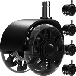 Riteņi biroja krēslam 2,5" RUHHY, melni, komplekts 5 gab.