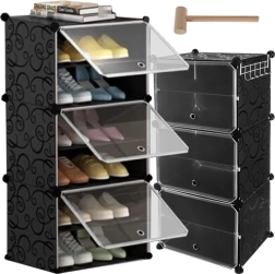 Modulārs apavu skapis ar 6 līmeņiem ar durvīm un pakaramo