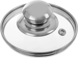 Stikla vāks 10 cm ar nerūsējoša tērauda malu un rokturi