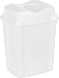 Plastmasas atkritumu tvertne ar šūpojošu vāku 16 l, balta