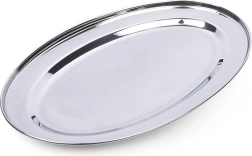 Stainless steel oval serving tray 39 × 26 cm