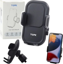 TOPK auto telefona turētājs ventilācijas restei ar regulējamiem satvērējpleciem