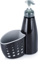 Dish Soap Dispenser with Sponge Holder, Black, 370 ml