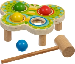 Koka dauzāmā rotaļlieta Tauriņš ar 4 krāsainām bumbiņām