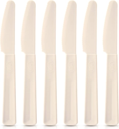 SANDY cream plastic table knives, 6 pcs