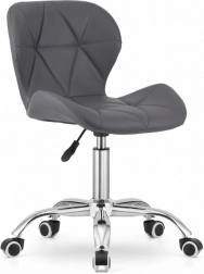 Swivel office chair with wide eco-leather backrest, chrome, gray