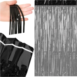 Dekoratīvs bārkstu piekaramais aizkars RUHHY melns 100 × 200 cm