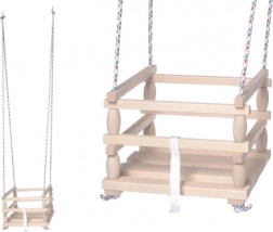 Bērnu koka šūpoles ar drošības barjeru