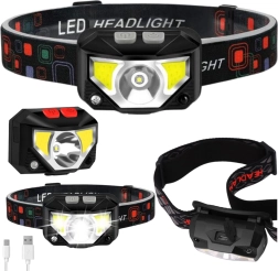 Galvas lampa ar LED un kustību sensoru, 6 apgaismojuma režīmi