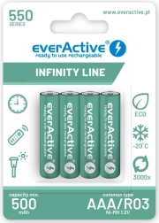 AAA R03 akumulatori 550 mAh – gatavi lietošanai Infinity Line (4 gab.)