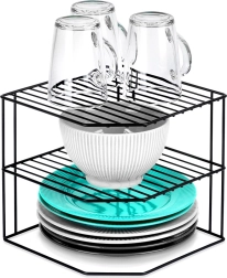 Virtuves stūra metāla plaukts, melns, trīslīmeņu