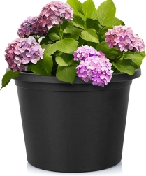 Dārza plastmasas puķu pods melns apaļš 34 cm