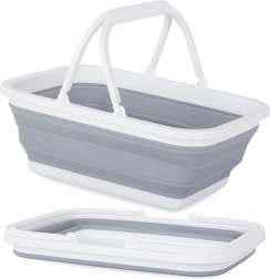 Saliekams silikona iepirkumu grozs ar rokturiem 9 l